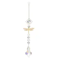 Detail of golden dragonfly suncatcher with AB crystal beads for garden decor - Floral Set 2