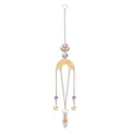 Detailed macro view of a gold celestial suncatcher with iridescent AB crystal prisms - Floral Set 1