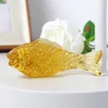 Detailed amber crystal fish figurine with intricate scales for elegant home table decoration - 90mm Fish / Gold