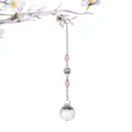 Kristallkugel-Sonnenfänger-Anhänger mit rosa Perlen an weißem Kirschblütenzweig - 30mm Lichtkugel Anhänger (Rosa)