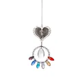 Exquisite heart-shaped metal filigree suncatcher pendant with colorful rainbow crystal beads - Heart Charm / 8x18 Olive Beads