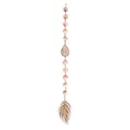 Elegant champagne crystal beads hanging ornament with a golden feather charm. - Octagonal Bead Chain (Champagne) / 14mm Bead