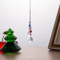 Exquisite crystal Christmas hanging ornament with moon charms and colorful beads. - Little Moon Pendant / Red And Blue