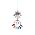 Angel metal pendant with rainbow teardrop crystals suncatcher for window decoration - Angel Pendant / 8x18 Olive Beads
