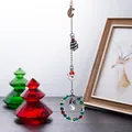 Crystal Christmas hanging ornament with Santa and tree charms for festive holiday decor - Christmas Net Leaf Ring / Malachite green