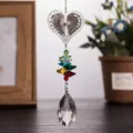 Heart-shaped crystal metal hanging ornament with colorful beads and clear teardrop pendant - Mesh Leaf Heart Pendant (38mm) / Colorful