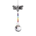 Elegant honey bee crystal suncatcher featuring rainbow beads and a faceted glass ball - Bee Pendant / 30mm Lighting Ball