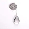 Helder geslepen kristallen traanhanger met een 1 meter lange zilveren metalen kogelketting - Gaasblad / 76mm (Met Lange Ketting)