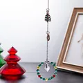 Festive Christmas crystal suncatcher with colorful beads and tree charm - Christmas Diamond Ball Ring / Malachite green