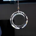 Detailed macro shot of a faceted clear crystal ring pendant for ceiling fan pull chains. - 50mm Crystal Ring (50cm Chain) / Clear