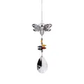 Handmade crystal bee suncatcher pendant with sparkling teardrop prism hanging ornament - Net Leaf Bee Pendant