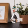 Pendentif chat vintage en bronze avec fleurs séchées naturelles et prisme en cristal facetté - Style Chat (Lys 50mm) / Quatre Petites Fleurs Séchées