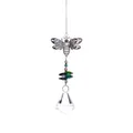 Elegant silver bee crystal suncatcher pendant with emerald beads and faceted prism - Diamond Ball Bee Pendant