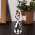 Élégant pendentif chat en bronze avec fleurs séchées et un prisme en cristal en goutte - Style Chat (Gourde Neuve 50mm) / Fleur Séchée Rouge
