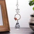 Elegant crystal suncatcher prism pendant with a delicate red flower detail for home decoration - Diamond Ball With Red Flower / Red Flower