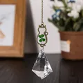Pendentif chat en bronze avec véritable trèfle à quatre feuilles et prisme en cristal - Style Chat (Corne 50mm) / Trèfle à Quatre Feuilles Séché