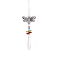 Rainbow bee crystal suncatcher ornament with colorful beads and faceted pendant - Sharp Bead Bee Pendant