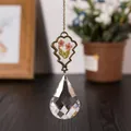 Élégant pendentif en cristal avec fleurs séchées roses pressées dans un cadre en bronze - Style Sapin de Noël (Gourde Neuve 50mm) / Fleur