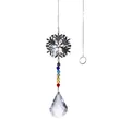 Snowflake crystal suncatcher ornament featuring rainbow beads and clear faceted teardrop - 50mm Gourd Snowflake Pendant / Clear