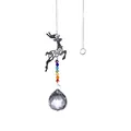 Handmade metal reindeer crystal suncatcher with rainbow beads and prism ball ornament - 30mm Ball Elk Pendant / Clear
