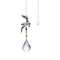 Reindeer metal suncatcher ornament featuring rainbow beads and a faceted crystal teardrop pendant - 50mm Gourd Elk Pendant / Clear