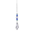 Crystal suncatcher pendant with blue and green faceted beads and teardrop prism charm - Pointed Bead with Flower Base / 38mm / Clear