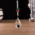Élégant pendentif attrape-soleil en cristal avec perles étoiles rouges et vertes. - Feuille d'Érable de Noël (Avec Charme Cloche)