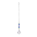 Elegant suncatcher with blue and green beads and a clear faceted crystal leaf pendant. - Single Sided Maple Leaf with Flower Base / 38mm / Clear
