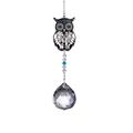 Owl crystal prism suncatcher hanging pendant with faceted glass ball for home garden decor - 30mm Ball Owl Pendant / Clear