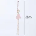 Elegante adorno colgante de cristal de cuarzo rosa con macramé, longitud total de 32 cm - Colgante de Cuarzo Rosa