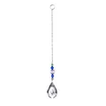 Elegant crystal suncatcher with teardrop prism and colorful faceted beads - New Lute Shape with Flower Base / 38mm / Clear