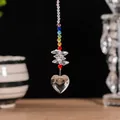 Attrape-soleil en cristal arc-en-ciel avec prisme en verre en forme de cœur. - Pendentif Cœur Arc-en-ciel