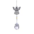 Elegant crystal angel hanging ornament featuring a faceted clear teardrop pendant charm - 50mm Flower Angel Pendant / Clear