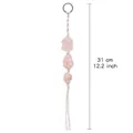 Vue détaillée d'un ornement en cristal macramé fait main montrant 31 cm de longueur - Lot de 3 Pendentifs Sel Orange