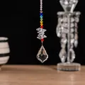 Attrape-soleil en cristal fait main avec prisme en forme de goutte pour décor de jardin - Pendentif Feuille d'Érable Arc-en-ciel