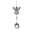 Decorative angel crystal suncatcher featuring a metal silhouette and faceted ball pendant - 30mm Ball Angel Pendant / Clear