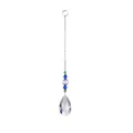 Pendaglio in cristallo a goccia con perline blu e verdi per decorazione acchiappasole - Foglia a Rete con Base a Fiore
