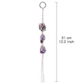 Ornement mural en macramé d'améthyste fait main de 31 cm pour la maison ou la voiture - Lot de 3 Pendentifs Améthyste