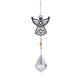 Elegant metal angel suncatcher with faceted clear crystal drop for garden home decor. - 50mm Maple Leaf Angel Pendant / Clear