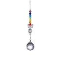 Pendaglio in cristallo arcobaleno con farfalla d'argento e sfera di vetro sfaccettata. - Pendaglio Farfalla Sfera per Lampada