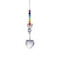 Acchiappasole in cristallo a forma di cuore con perline arcobaleno e farfalla. - Ciondolo Cuore Fiocco