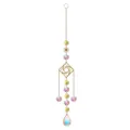 Detailed view of a golden suncatcher with iridescent crystals and geometric designs - Snowflake / Gold Yellow