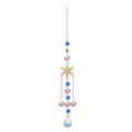Elegant gold snowflake suncatcher featuring iridescent faceted crystal beads and teardrops. - Snowflake / Medium Blue