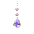 Sparkling AB coated crystal suncatcher pendant with faceted teardrop shape and hanging hook - 50mm New Gourd Style
