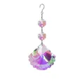Sparkling iridescent AB crystal suncatcher with shell pendant and octagonal beads - 50mm Scallop Style