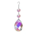 Iridescent AB color crystal teardrop suncatcher pendant with octagonal beads and hook - 50mm Grid Style
