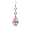 Iridescent AB color crystal suncatcher pendant with teardrop prism and octagonal beads - 50mm Leaf Vein Style