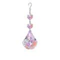 Sparkling iridescent sun catcher crystal pendant with AB octagon beads and metal hook - 50mm New Scallop Style