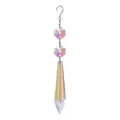 Sparkling AB colorful crystal suncatcher prism pendant with octagonal beads and metal hook - 63mm Pointed Bead Style