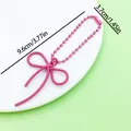 Pink matte spray-painted zinc alloy bow keychain bag charm pendant, size 9.6cm x 3.7cm - Baking Varnish Bow Ball Chain (ER2095)